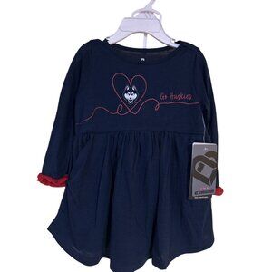 Girls Colosseum Infant Navy Blue Go Huskies Long Sleeve Dress With Bloomer Set